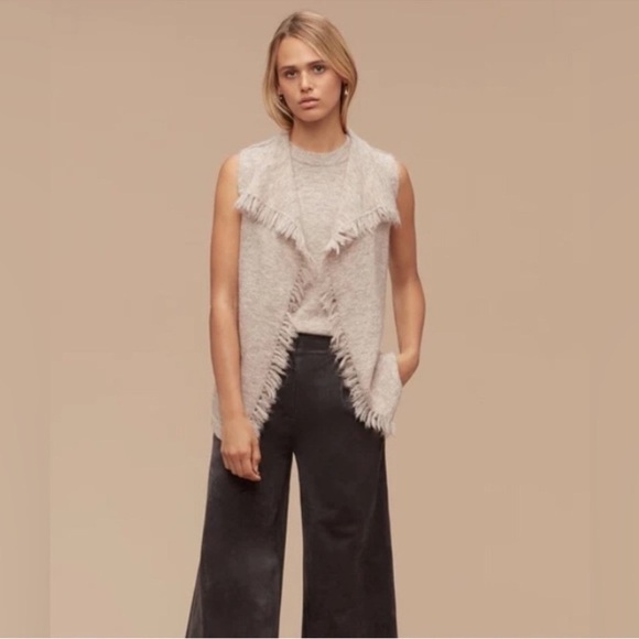 Aritzia Jackets & Blazers - Wilfred Free Cream and Black Vest - fringe Detail - Alpaca Wool blend - small